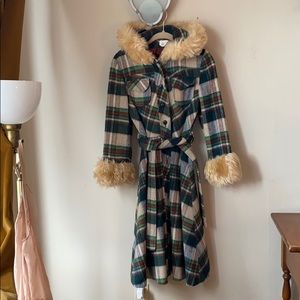 Vintage wool plaid coat